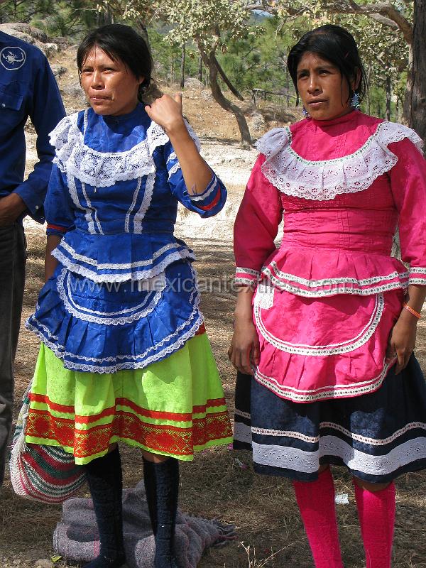 tepehuano_durango_03.JPG - The rounded lace neck and lace on the skirt along with matching apron and blouse tells me these women are from the same village.