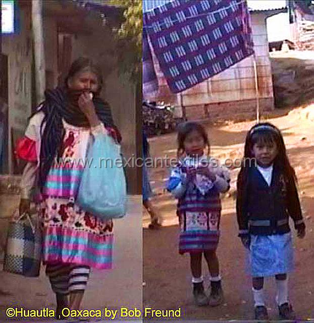 huautla_mazateca__01.jpg - Video capture from trip in 2001 of a woman and a young girl in their huipil , on the right this young girl is living in the family compound of the famous healers Maria Sabinas and is probably her great grandmother.