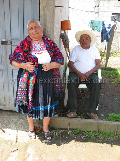 nahua_hueyapan_35.JPG - The mother of Modesta Bascillo , I believe her name is Petra. She showed me a few generations of costume . Here she is with her husband.