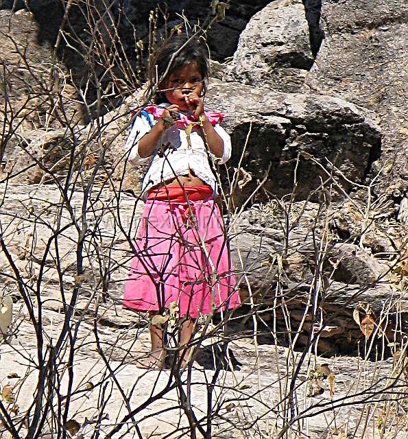 cora_costume_003.JPG - Little girl up on the rock in full Cora costume.