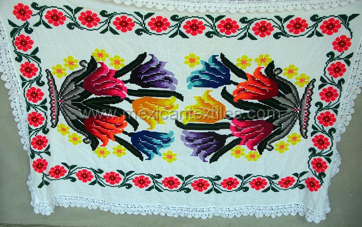 sn_antonio_embroiderey_26.JPG - Otomi indian embroidery from San Antonio Huehuetla, Hidalgo, small table cloth cross stitch floral patterns.